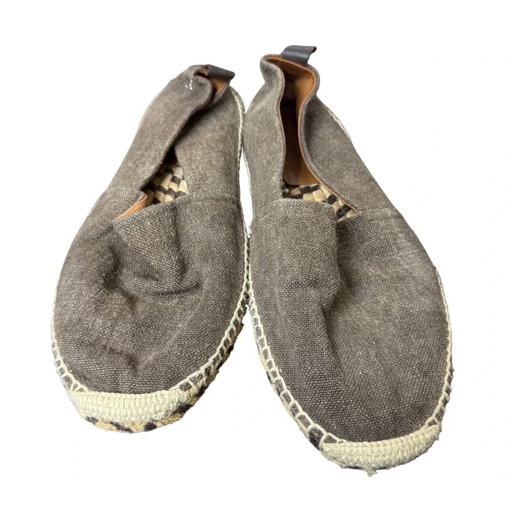 Ralph Lauren Espadrilles Mens 11 Brown Canvas Jute Slip On Loafers Made in Spain